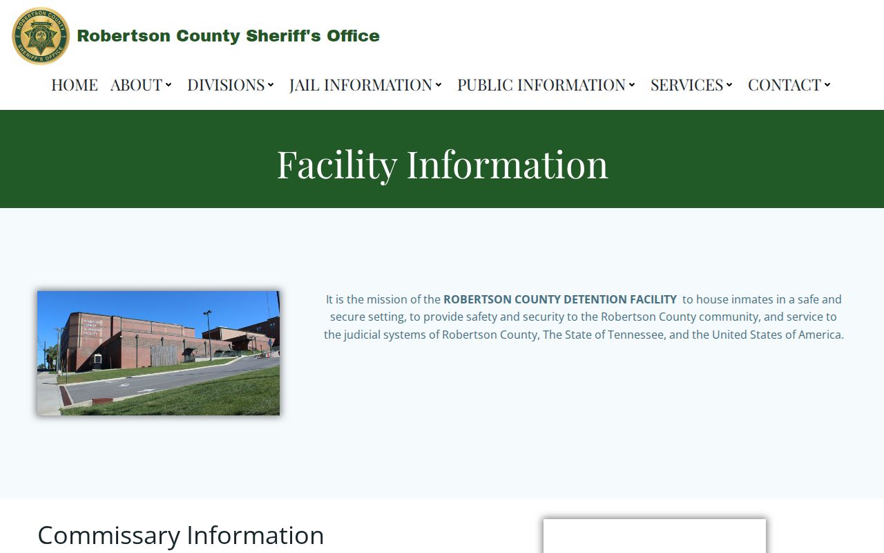 Robertson County warrant records resource showing detention facility public information