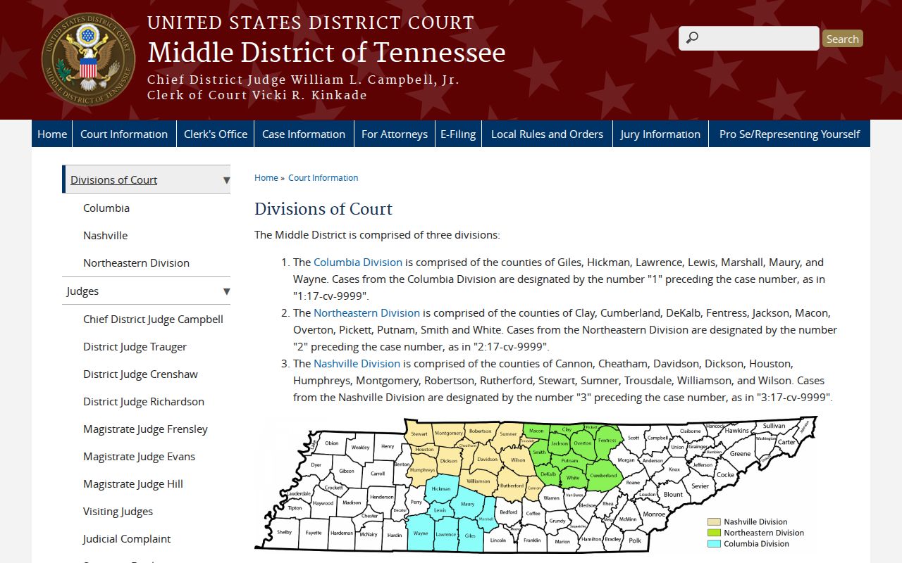 Robertson County arrest warrant federal route to the Middle District Nashville Division